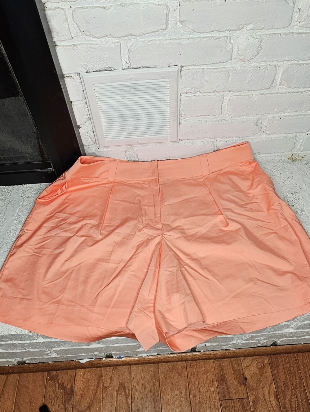 Lane Bryant Coral High-Waist Pleat Front Shorts